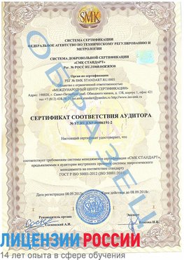 Образец сертификата соответствия аудитора №ST.RU.EXP.00006191-2 Черноголовка Сертификат ISO 50001
